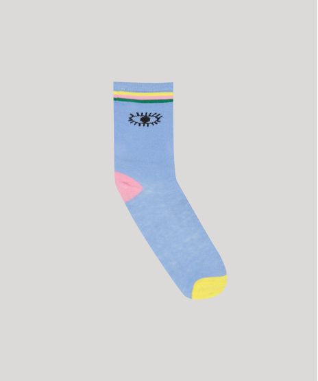 Meia-Infantil-Fabula-Cano-Alto-Estampada-de-Olhos-e-Listras-Azul-9268049-Azul_1