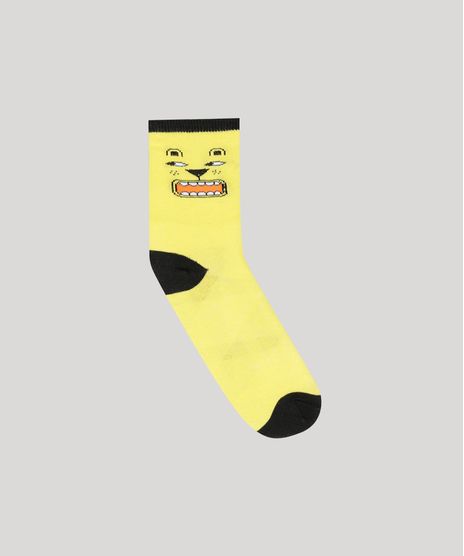 Meia-Infantil-Bento-Cano-Alto-Estampada-de-Tigre-Amarela-9268048-Amarelo_1