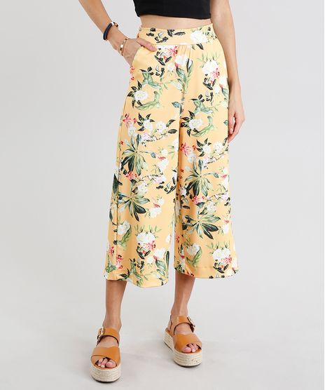 Calca-Feminina-Pantacourt-Estampada-Floral-Amarela-9278894-Amarelo_1