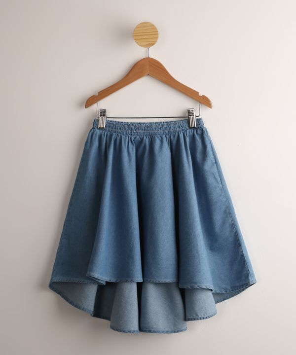 Saia Infantil Godê Mullet Jeans Azul Médio 4