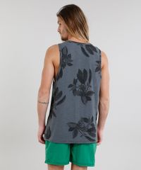 Regata-Masculina-Flame-Estampada-de-Folhagem-com-Bolso-Chumbo-9229799-Chumbo_2
