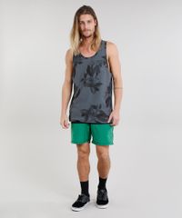 Regata-Masculina-Flame-Estampada-de-Folhagem-com-Bolso-Chumbo-9229799-Chumbo_3