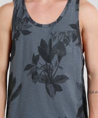 Regata-Masculina-Flame-Estampada-de-Folhagem-com-Bolso-Chumbo-9229799-Chumbo_4