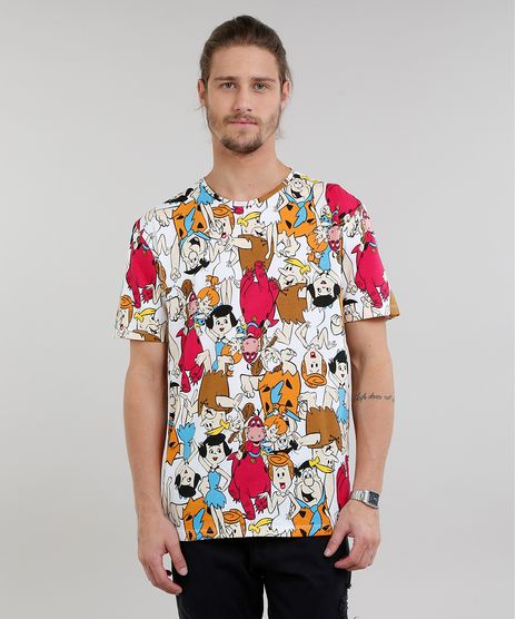 Camiseta-Masculina-Estampada-Os-Flintstones-Manga-Curta-Gola-Careca-Branca-9208910-Branco_1