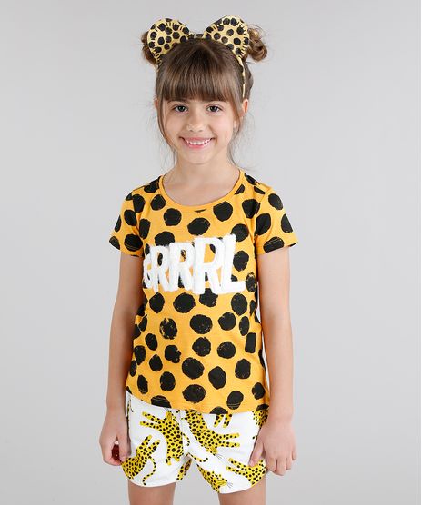 Blusa-Infantil-Fabula-Estampada-Animal-Print--Grrrl--Manga-Curta-Decote-Redondo-Mostarda-9217643-Mostarda_1