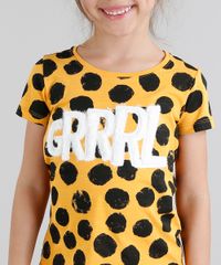 Blusa-Infantil-Fabula-Estampada-Animal-Print--Grrrl--Manga-Curta-Decote-Redondo-Mostarda-9217643-Mostarda_5
