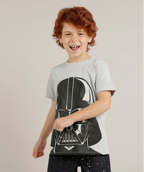 Camiseta-Infantil-Darth-Vader-Star-Wars-Manga-Curta-Gola-Careca-Cinza-Mescla-9228774-Cinza_Mescla_1