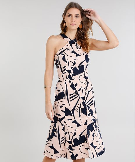 Vestido-Feminino-Midi-Estampado-Geometrico-Halter-Neck-com-Bolsos-e-Fenda-Rose-9186488-Rose_1
