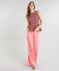 Regata-Feminina-Peplum-com-Vazados-Estampada-Geometrico-Coral-9225752-Coral_3