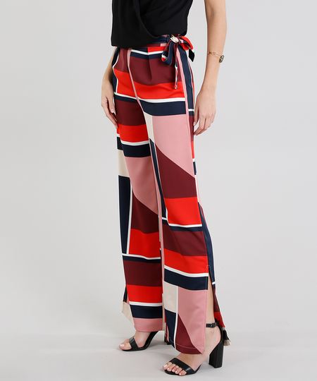 Calca-Feminina-Pantalona-Clochard-Estampada-Geometrica-com-Fendas-Vinho-9190194-Vinho_1