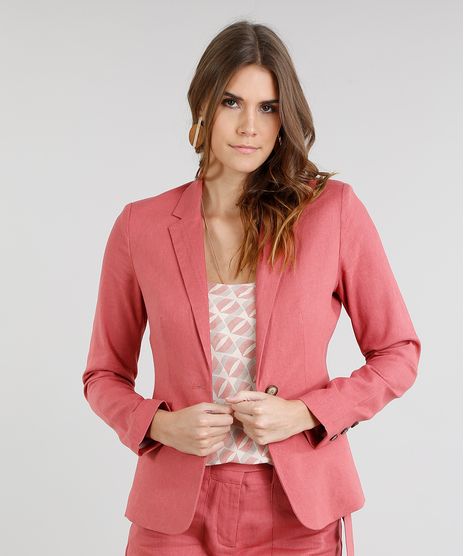 Blazer-Feminino-em-Linho-Acinturado-Coral-9197230-Coral_1