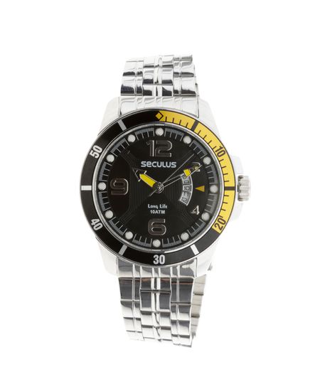 SECULUS-ANALOGICO-CALENDARIO-10ATM--VISOR-PRETO-PRATA-PULSEIRA-PRATA-28476G0SVNA1-8134296-8134296_1 SECULUS-ANALOGICO-CALENDARIO-10ATM--VISOR-PRETO-PRATA-PULSEIRA-PRATA-28476G0SVNA1-8134296-8134296_1