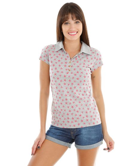 Polo-Estampada-de-Estrelas-do-Mar-Cinza-Mescla-8028385-Cinza_Mescla_1
