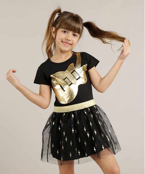 Vestido-Infantil-Rock-com-Tule-Metalizado--Preto-9247501-Preto_1