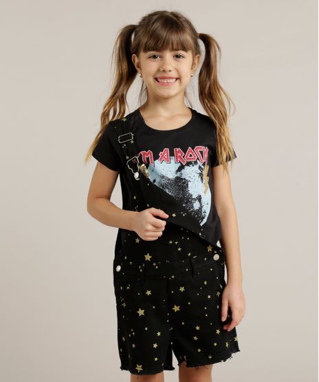 Blusa-Infantil--I-m-a-Rock-Star--com-Paete-Manga-Curta-Decote-Redondo-Preta-9245410-Preto_1