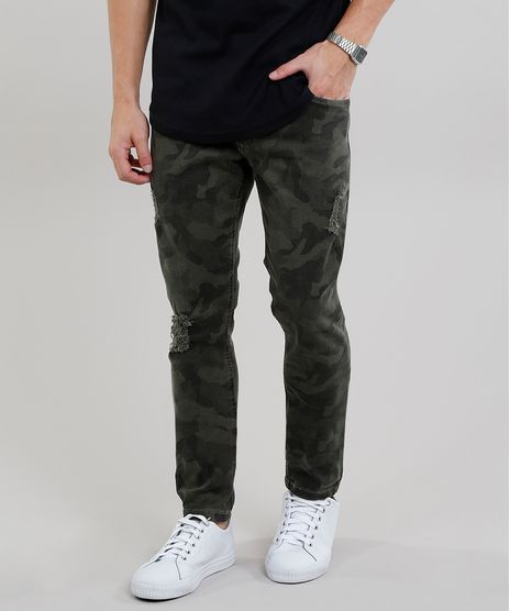 Calca-de-Sarja-Masculina-Slim-Estampada-Camuflada-Verde-Militar-9201951-Verde_Militar_1