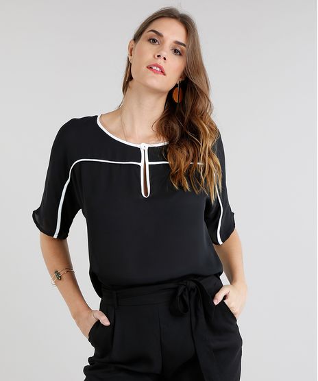 Blusa-Feminina-com-Vivo-Contrastante-Manga-Curta-Preta-9295578-Preto_1