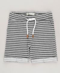 Bermuda-Infantil-Listrada-com-Bolso-em-Moletom-de-Algodao---Sustentavel-Cinza-Mescla-Escuro-9204304-Cinza_Mescla_Escuro_1