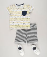 Bermuda-Infantil-Listrada-com-Bolso-em-Moletom-de-Algodao---Sustentavel-Cinza-Mescla-Escuro-9204304-Cinza_Mescla_Escuro_3
