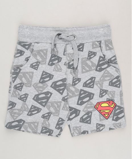 Bermuda-Infantil-Estampada-Super-Homem-em-Moletom-com-Bolsos-Cinza-Mescla-9234138-Cinza_Mescla_1