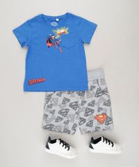 Bermuda-Infantil-Estampada-Super-Homem-em-Moletom-com-Bolsos-Cinza-Mescla-9234138-Cinza_Mescla_3