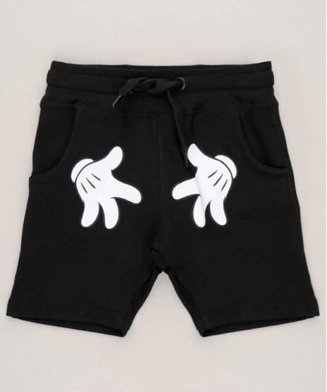 Bermuda-Infantil-Mickey-Mouse-em-Moletom-com-Bolsos-Preta-9234109-Preto_1