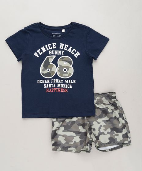 Conjunto-Infantil-Camiseta--Venice-Beach--Manga-Curta-Azul-Marinho---Bermuda-Estampada-Camuflada-Verde-Militar-9248004-Verde_Militar_1