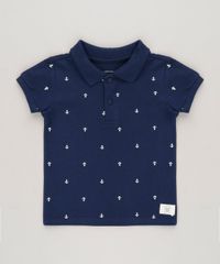 Polo-Infantil-Estampada-Mini-Print-de-Ancoras-Manga-Curta-em-Piquet-de-Algodao---Sustentavel-Azul-Marinho-9232257-Azul_Marinho_1