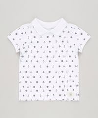 Polo-Infantil-Estampada-Mini-Print-de-Ancoras-Manga-Curta-em-Piquet-de-Algodao---Sustentavel-Branca-9232389-Branco_1