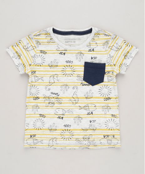 Camiseta-Infantil-Estampada-Fundo-do-Mar-com-Bolso-Manga-Curta-Gola-Careca-Cinza-Mescla-Claro-9227992-Cinza_Mescla_Claro_1