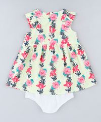 Vestido-Infantil-Estampado-Floral-com-Babado-Sem-Manga-Decote-Redondo---Calcinha-em-Algodao---Sustentavel-Amarelo-Claro-9116664-Amarelo_Claro_2