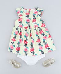 Vestido-Infantil-Estampado-Floral-com-Babado-Sem-Manga-Decote-Redondo---Calcinha-em-Algodao---Sustentavel-Amarelo-Claro-9116664-Amarelo_Claro_3
