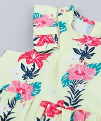 Vestido-Infantil-Estampado-Floral-com-Babado-Sem-Manga-Decote-Redondo---Calcinha-em-Algodao---Sustentavel-Amarelo-Claro-9116664-Amarelo_Claro_4