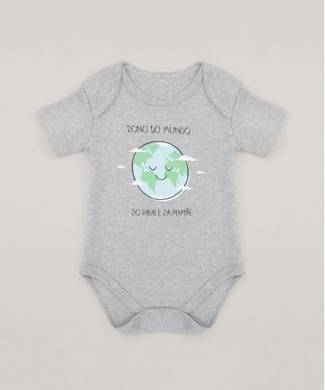 Body-Infantil--Dono-do-Mundo-do-Papai-e-da-Mamae--Manga-Curta-Cinza-Mescla-9229288-Cinza_Mescla_1