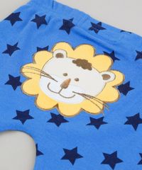 Calca-Infantil-Leao-Estampada-de-Estrelas-em-Algodao---Sustentavel-Azul-9110030-Azul_4