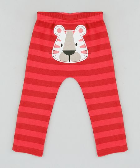 Calca-Infantil-Tigre-Listrada-em-Algodao---Sustentavel-Vermelha-9110029-Vermelho_1