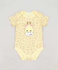 Body-infantil-Girafa-Estampado-Animal-Print-em-Algodao---Sustentavel-Amarelo-9109990-Amarelo_1