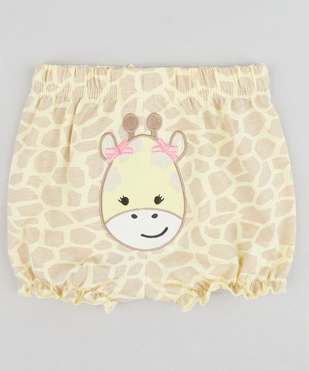 Short-Infantil-Girafa-Estampado-Animal-Print-em-Algodao---Sustentavel-Amarelo-9109994-Amarelo_1