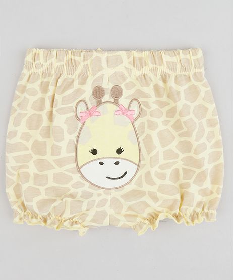 Short-Infantil-Girafa-Estampado-Animal-Print-em-Algodao---Sustentavel-Amarelo-9109994-Amarelo_1