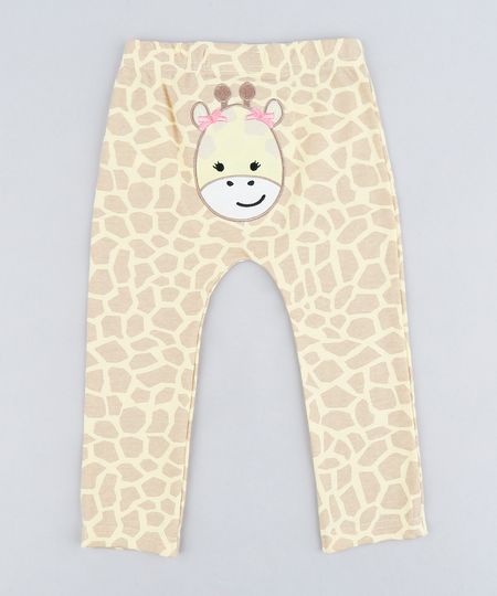 Calca-Infantil-Girafa-Estampada-Animal-Print-em-Algodao---Sustentavel-Amarelo-9109988-Amarelo_1