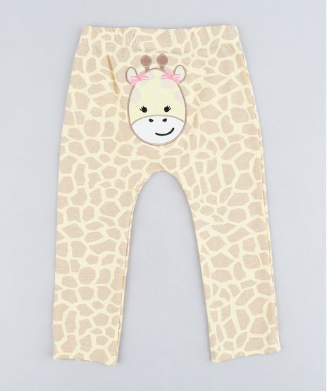 Calca-Infantil-Girafa-Estampada-Animal-Print-em-Algodao---Sustentavel-Amarelo-9109988-Amarelo_1