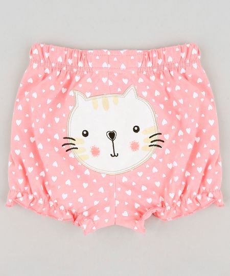 Short-Infantil-Gatinha-Estampado-de-Coracoes-em-Algodao---Sustentavel-Rosa-9109993-Rosa_1