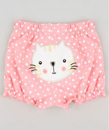 Short-Infantil-Gatinha-Estampado-de-Coracoes-em-Algodao---Sustentavel-Rosa-9109993-Rosa_1
