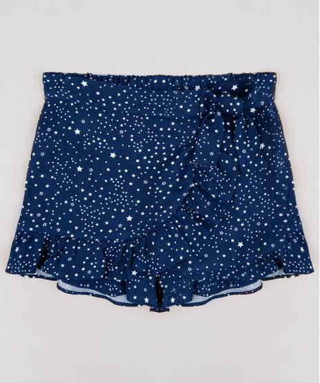 Short-Saia-Infantil-Estampada-de-Estrelas-com-Transpasse-e-Laco--Azul-Marinho-9257249-Azul_Marinho_1