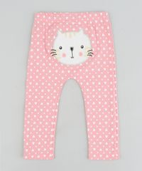 Calca-Infantil-Gatinha-Estampada-de-Coracoes-em-Algodao---Sustentavel-Rosa-9109987-Rosa_1