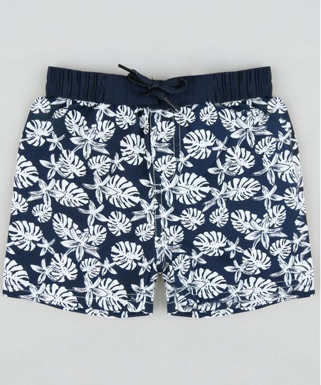 Short-Infantil-Estampado-de-Folhas-Azul-Marinho-9114250-Azul_Marinho_1
