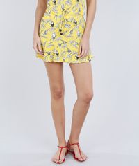 Saia-de-Praia-Curta-Estampada-de-Passaros-com-Laco-Amarela-8811303-Amarelo_1