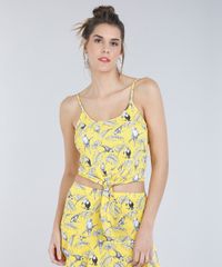 Regata-Cropped-Feminina-Estampada-de-Passaros-com-No-Amarelo-8808897-Amarelo_1