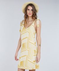 Vestido-Feminino-Curto-Estampado-Geometrico-com-No-Decote-V-Amarelo-9185695-Amarelo_1