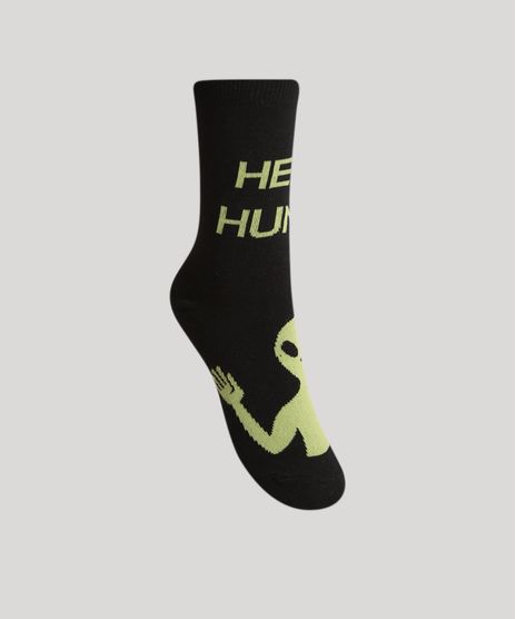 Meia-Feminina-Cano-Alto-E-T--Hello-Human--Preta-9993788-Preto_1